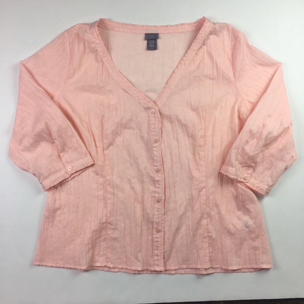 Laura Scott Pink Long Sleeve Blouse Petite XL